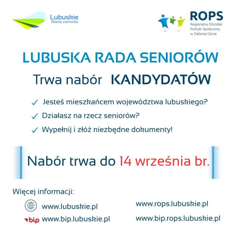 Ogłoszenie naboru kandydatów do Lubuskiej Rady Seniorów