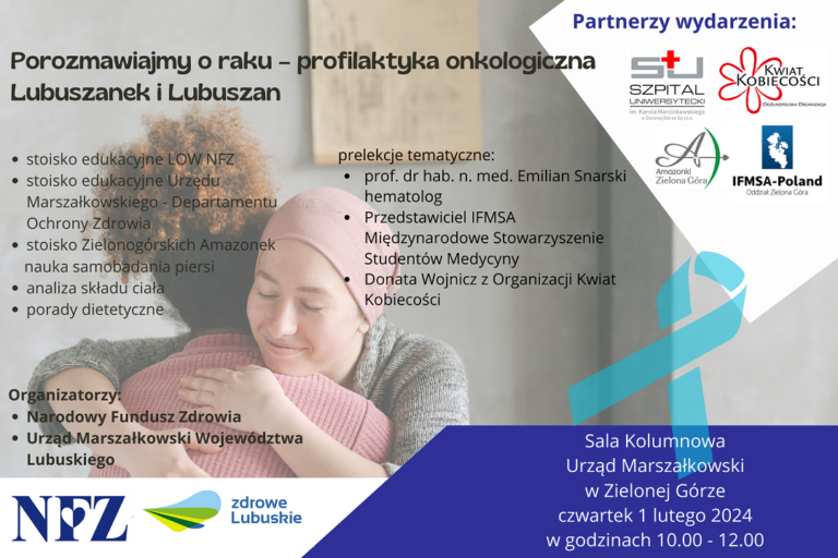 Zaproszenie na spotkanie edukacyjne pn.: „Porozmawiajmy o raku. Profilaktyka onkologiczna Lubuszanek i Lubuszan”